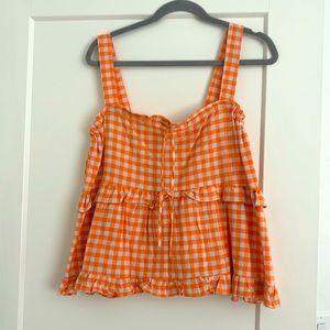 Orange and white check tank